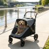 Gray Heavy Duty Dog Stroller Up to 66 LBS, All-Terrain Suspension for Backyard & Park Use