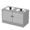 Elevated Dog Bowls with Storage Cabinet, 2 Stainless Steel Bowls, Slow Feeder, Dog Feeding Station for Large Dogs, Gray
