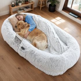 Human Dog Bed, Washable Faux Fur Dog Bed for People Doze Off, Napping Orthopedic Dog Bed