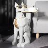 Dog Sculpture Resin Side Table with Tray Top & Tissue Box