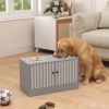 Elevated Dog Bowls with Storage Cabinet, 2 Stainless Steel Bowls, Slow Feeder, Dog Feeding Station for Large Dogs, Gray