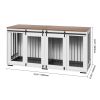 72" Dog Crate Furniture for 2 Dogs, Double Dog Crate Furniture with Double Sliding Doors, Large Dog Crate TV Stand with Removable Tray