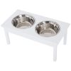 Elevated Pet Bowl 23 Durable Wooden Feeding Station Heavy Duty, White, for Dogs, Cats