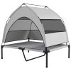 PawHut Elevated Dog Bed with Removable Canopy, Portable Outside Raised Pet Cot with Cooling Pad, Storage Bag, 36" x 29.5" x 35"