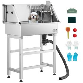 34 inch Dog Grooming Bath Tub Stainless Steel w Faucet for Pets
