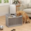 PawHut Elevated Dog Bowls with Storage, Raised Dog Bowl Stand with 2 Stainless Steel Bowl for Large Dogs, Gray