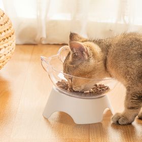 Pet Feeding Bowl Cat Ear Shape Feeding Bowl Neck Protection Bowl (Color: Black)