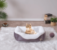A small pet bed with a carbon-gray anti-slip base, available in size 19×13 inches. This plush bedding is ideal for dogs and cats
