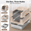 Black stainless steel cat litter box featuring a 2-in-1 flip-top design, SUS201 material construction, XL-sized capacity for large cats