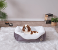 A small pet bed with a carbon-gray anti-slip base, available in size 19×13 inches. This plush bedding is ideal for dogs and cats